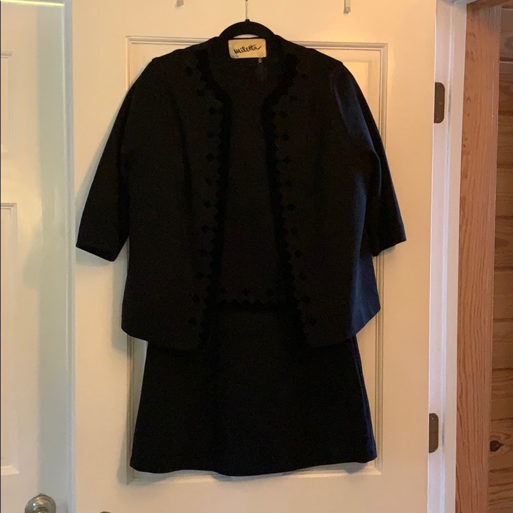 Vintage Miletta Black 3piece knit suit.